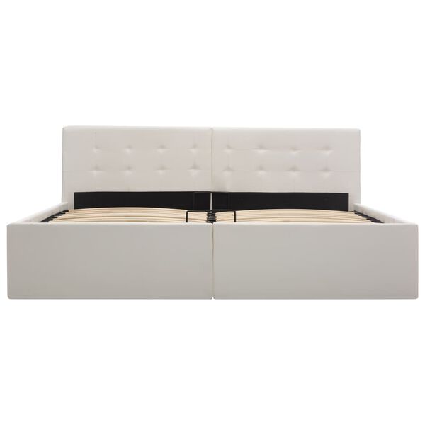 vidaXL Cama hidr&aacute;ulica c/ arruma&ccedil;&atilde;o 160x200cm couro artificial branco