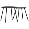 vidaXL Mesas centro p/ jardim redondas 2 pcs a&ccedil;o revestido a p&oacute; preto