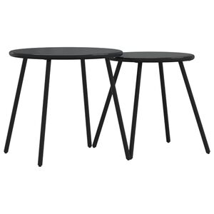 vidaXL Mesas centro p/ jardim redondas 2 pcs a&ccedil;o revestido a p&oacute; preto