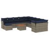 vidaXL Conjunto de sof&aacute; de jardim com 12 pe&ccedil;as e almofadas em rattan sint&eacute;tico cinza