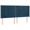 vidaXL Cabeceira cama c/ abas veludo 163x16x118/128 cm azul-escuro