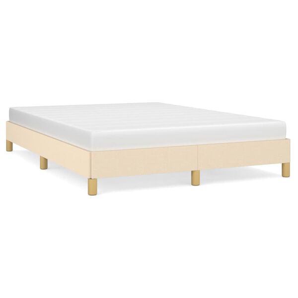 vidaXL Estrutura de cama sem colch&atilde;o 140x190 cm tecido cor creme