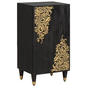 vidaXL Buffet com porta Preto 40 x 33 x 75 cm Madeira de manga maciça