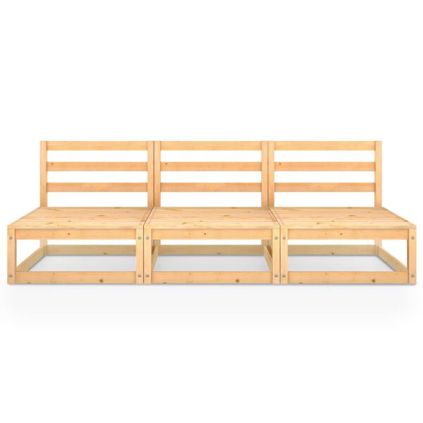 vidaXL Sof&aacute; de 3 lugares para jardim pinho maci&ccedil;o