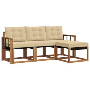 vidaXL Conjunto de Sof&aacute;s para Exterior 4 unid. Natural e Bege