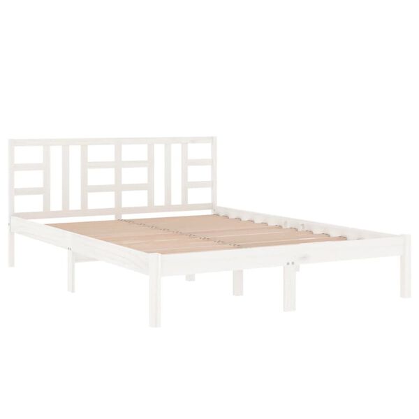 vidaXL Estrutura de cama 120x200 cm madeira maci&ccedil;a branco