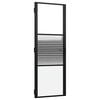 vidaXL Porta de vidro Riscas Preto 76 x 3,5 x 201,5 cm Alum&iacute;nio