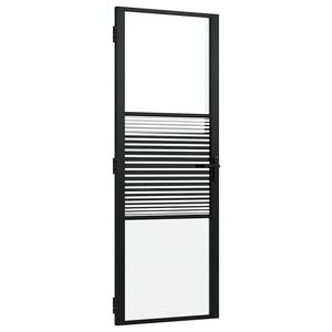 vidaXL Porta de vidro Riscas Preto 76 x 3,5 x 201,5 cm Alum&iacute;nio