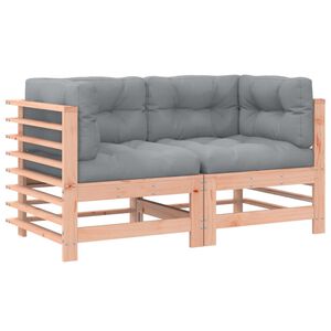 vidaXL Sof&aacute;s de canto com almofad&otilde;es 2 pcs madeira de douglas maci&ccedil;a