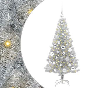 vidaXL &Aacute;rvore de Natal com 150 LEDs com suporte Prateado 120 cm PET