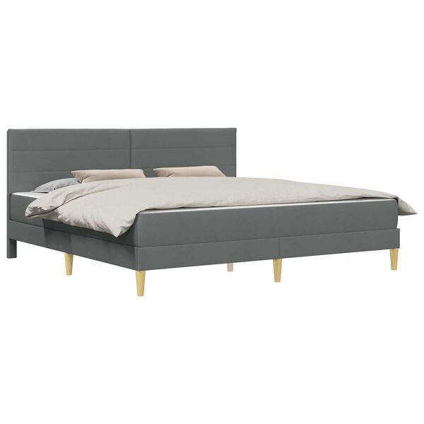 vidaXL Estrutura de cama com colch&atilde;o Cinza Escuro 180 x 200 cm tecido