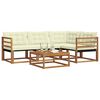 vidaXL Conjunto de Sof&aacute;s para Exterior 5 pcs Natural e Creme