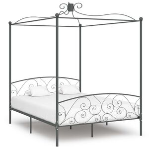 vidaXL Estrutura de cama com dossel 160x200 cm metal cinzento