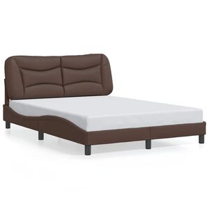 vidaXL Estrutura de cama sem colch&atilde;o Hvar 140x200cm couro artificial castanho