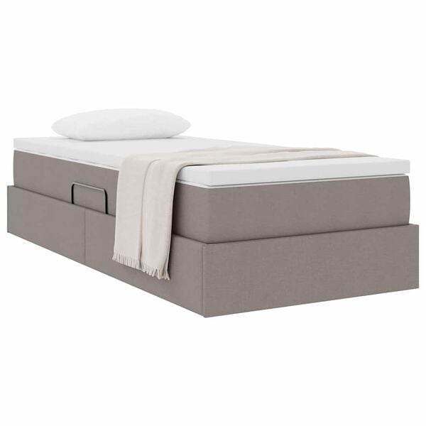 vidaXL Cama com arruma&ccedil;&atilde;o e colch&atilde;o Cinzento-acastanhado 90 x 200 cm