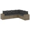 vidaXL 6 pcs conjunto sof&aacute;s de jardim com almofad&otilde;es vime cinzento
