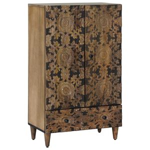 vidaXL Buffet Alto Castanho 60 x 33,5 x 100 cm Madeira de manga maci&ccedil;a