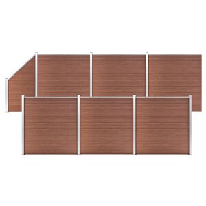 vidaXL Painel veda&ccedil;&atilde;o WPC 6 quadrados+1 inclinado 1138x186cm castanho