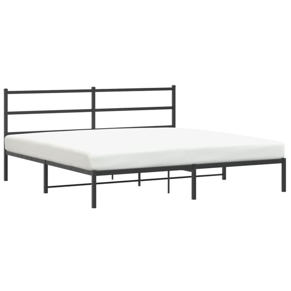 vidaXL Estrutura de cama com cabeceira 193x203 cm metal preto