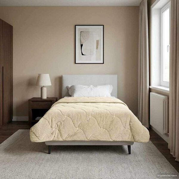 vidaXL Edredom de Inverno Colchonete Creme 140 x 200 cm