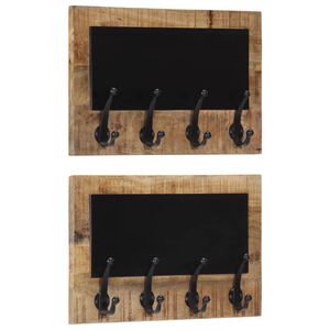 vidaXL Cabides de parede com 4 ganchos 2 pcs mangueira maci&ccedil;a
