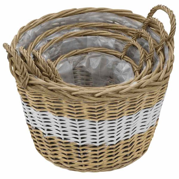 vidaXL Cestos para vasos 4 pcs vime com forro em PE