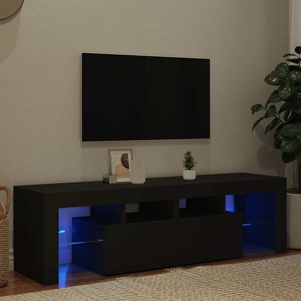 vidaXL M&oacute;vel de TV com luzes LED 140x36,5x40 cm preto