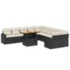 vidaXL 11 pcs conjunto sof&aacute;s de jardim c/ almofad&otilde;es vime PE preto