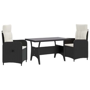 vidaXL Conjunto de Jantar para Exterior 3 unid. Preto e Branco Creme