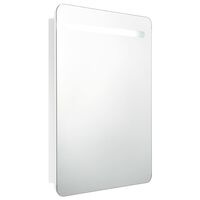 vidaXL Armário espelhado casa de banho LED 60x11x80cm branco brilhante