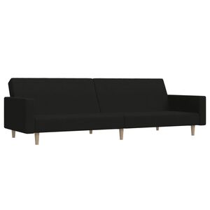 vidaXL Sof&aacute;-cama de 2 lugares tecido preto