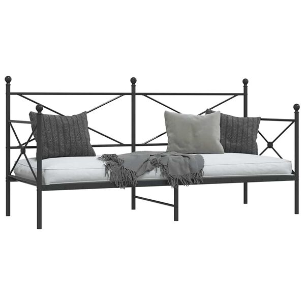 vidaXL Cama de Dia sem Colch&atilde;o 90x190 cm a&ccedil;o preto