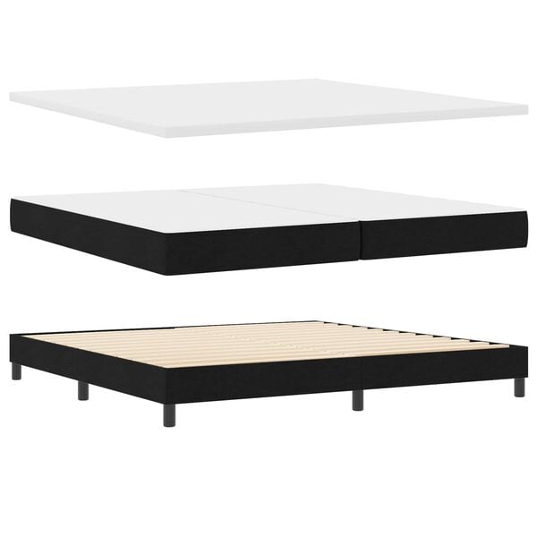 vidaXL Cama Box com colch&atilde;o com cabeceira Preto 200 x 200 cm Poli&eacute;ster