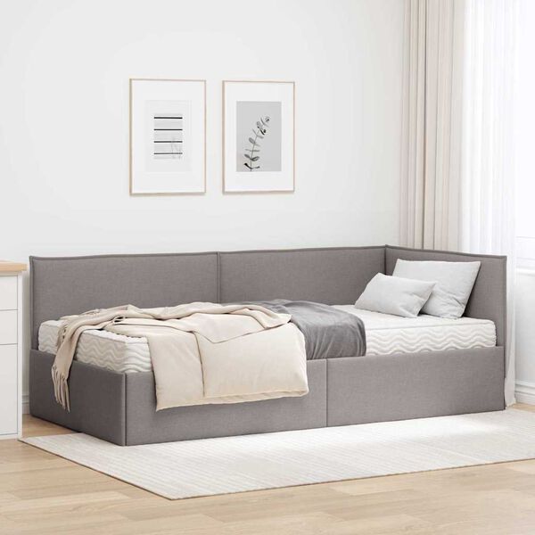 vidaXL Estrutura de Cama de Canto com Colch&atilde;o Manual 2 pcs Veludo