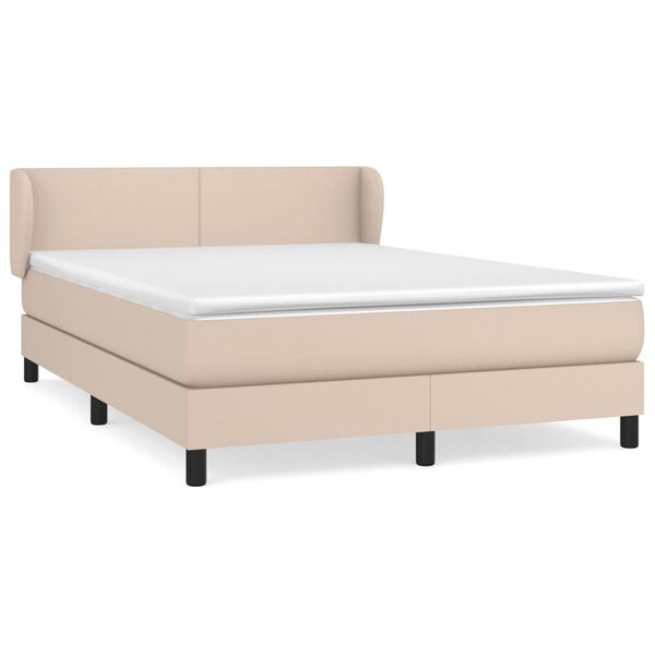vidaXL Cama com molas/colchão 140x190 cm couro artificial cappuccino