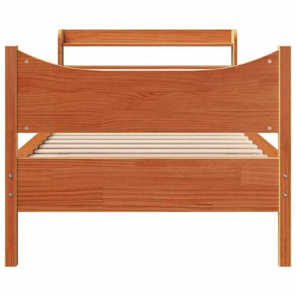 vidaXL Estrutura cama c/ cabeceira 90x190 cm pinho maci&ccedil;o castanho-mel