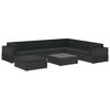 vidaXL 8 pcs conjunto lounge de jardim c/ almofad&otilde;es vime PE preto