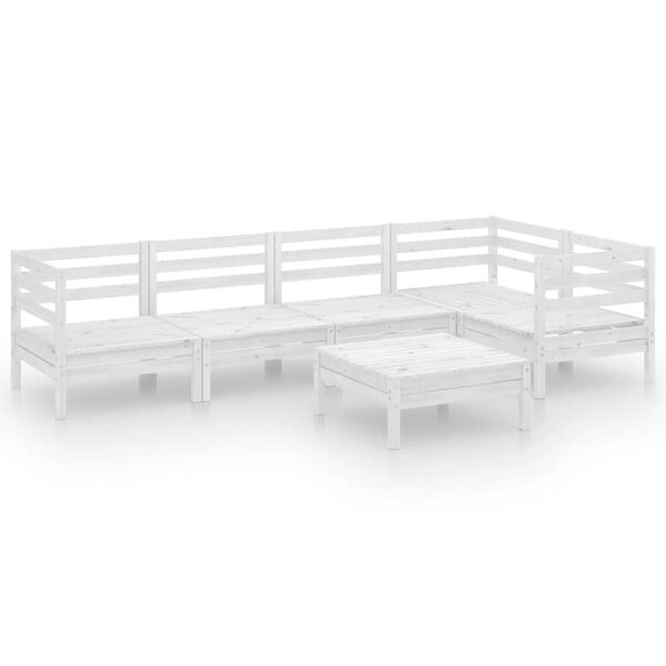 vidaXL 6 pcs conjunto lounge de jardim pinho maci&ccedil;o branco