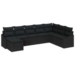 vidaXL Conjunto de Sof&aacute; de Jardim com almofada 8 pcs Preto vime PE
