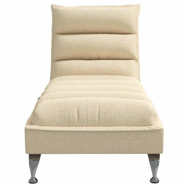 vidaXL Chaise lounge de massagem com almofad&otilde;es tecido creme
