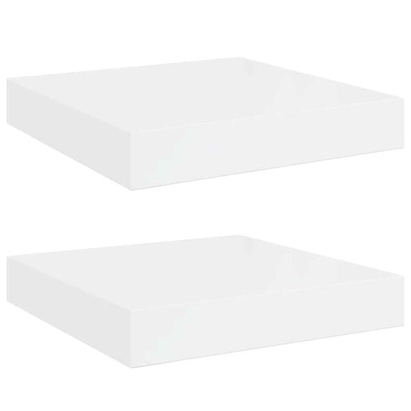 vidaXL Prateleiras de parede suspensas 2 pcs 23x23,5x3,8cm MDF branco