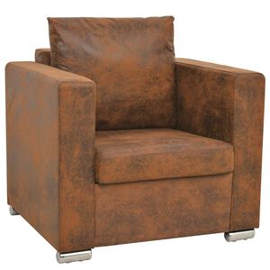 vidaXL Poltrona marrom 82x73x82 cm camur&ccedil;a sint&eacute;tica