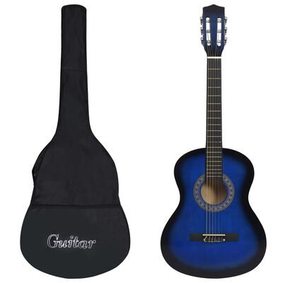 vidaXL Guitarra clássica para iniciantes com saco 3/4 36" azul