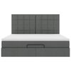 vidaXL Estrutura de cama otomana com colch&atilde;o 180x200cm cinzento escuro