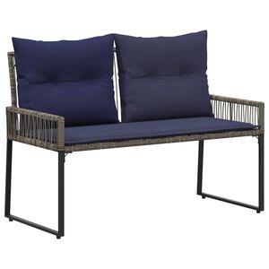 vidaXL Banco de exterior 4 pcs Cinza e Azul Marinho vime PE