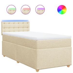 vidaXL Cama com molas/colch&atilde;o 80x200 cm tecido cor cr&egrave;me
