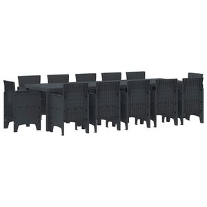 vidaXL Conjunto de Jantar para Jardim 13 unid. Antracite Pl&aacute;stico