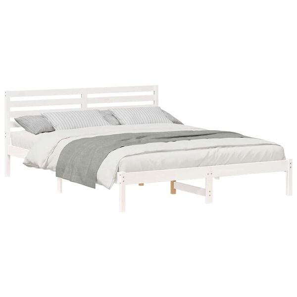 vidaXL Estrutura da Cama com cabeceira Branco 160 x 220 cm