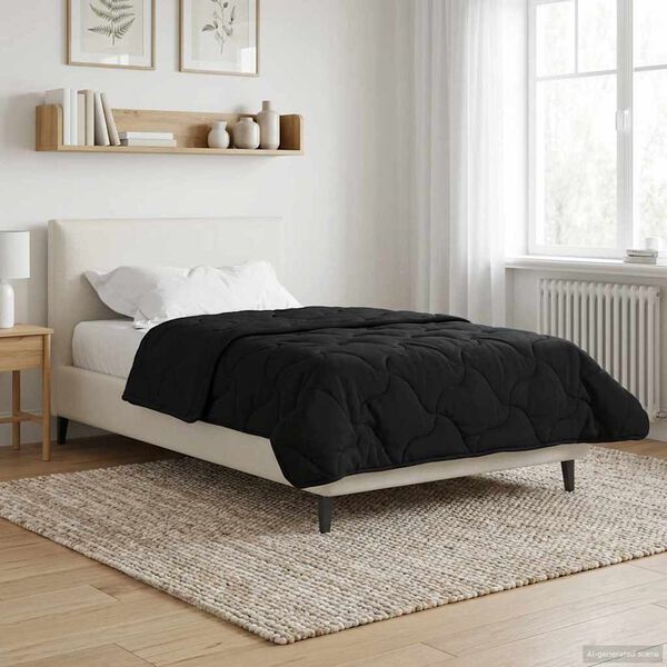 vidaXL Duvet de Ano Inteiro Colchonete Preto 140 x 220 cm