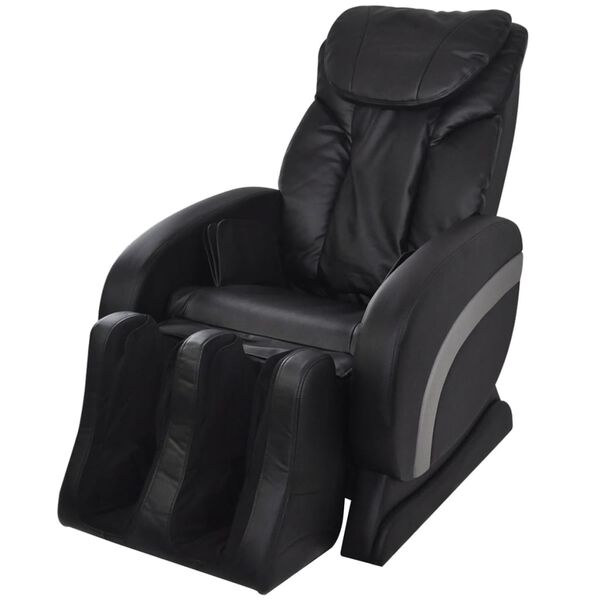 vidaXL Cadeira de massagens couro artificial preto